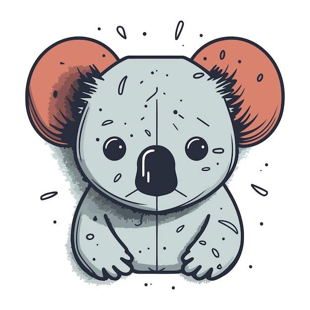 Vetor ilustração vetorial de koala bonito em estilo de desenho animado em fundo branco
