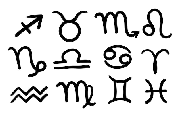 Vetor ilustração vetorial de letras de signos do zodíaco