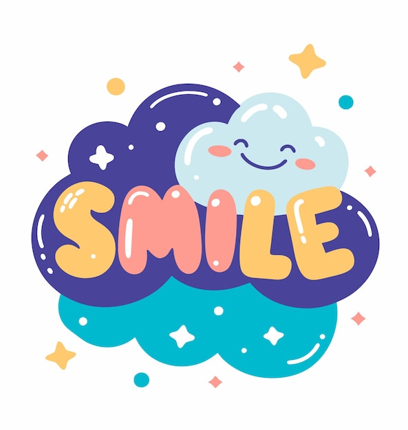 Ilustração vetorial de letras Sorriso e letras de mão bandeira de cartaz de tipografia inspiradora