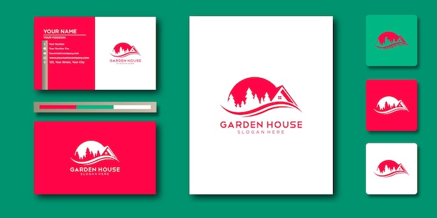 Ilustração vetorial de logotipo de casa de jardim