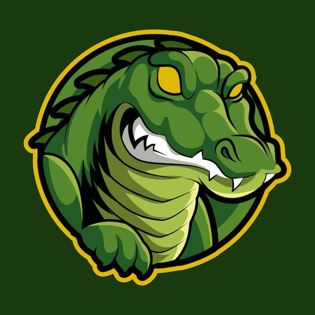 Ilustração vetorial de logotipo de esports de mascote de jacaré para jogos e streamer