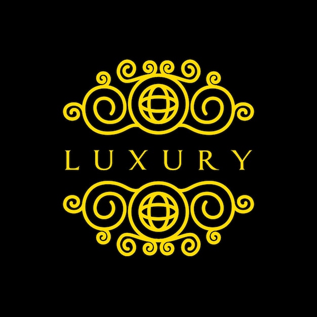 Ilustração vetorial de logotipo de floreio de luxo real para moda de joias de restaurante de hotel spa