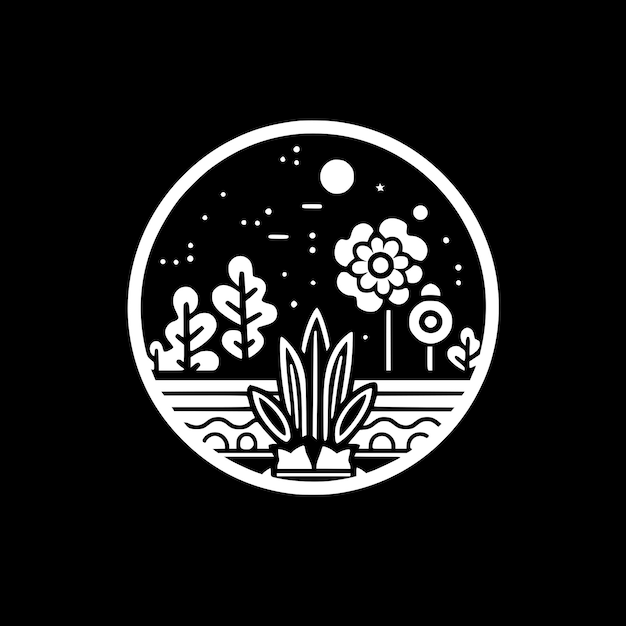 Vetor ilustração vetorial de logotipo de jardim minimalista e plano