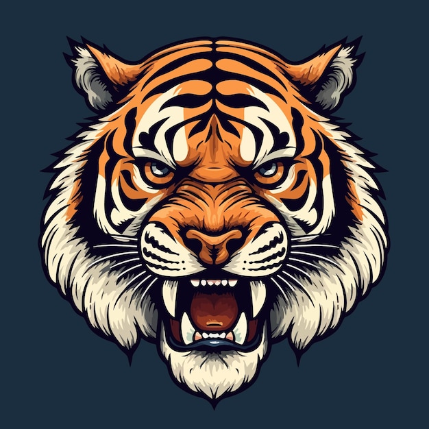 Vetor ilustração vetorial de logotipo de mascote de cabeça de tigre
