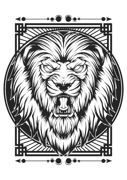 Ilustração vetorial de logotipo de mascote de leão