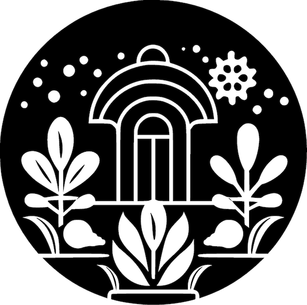 Vetor ilustração vetorial de logotipo minimalista e plano de jardim