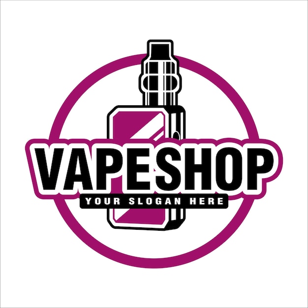 Ilustração vetorial de loja de vape logotipo premium emblema emblema modelo de fumaça cigarro eletrônico