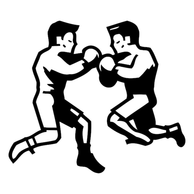 Vetor ilustração vetorial de luta de boxe dois boxeadores em ação e movimento