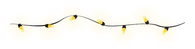 Ilustração vetorial de luzes de natal giralda brilhante amarela com brilho elemento de design de decoração de celebração