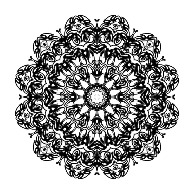 Ilustração vetorial de mandala de flores redonda para ornamentos redondos decorativos de livro de colorir