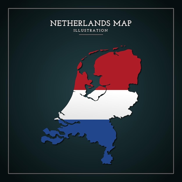 Vetor ilustração vetorial de mapa de bandeira da holanda 3d