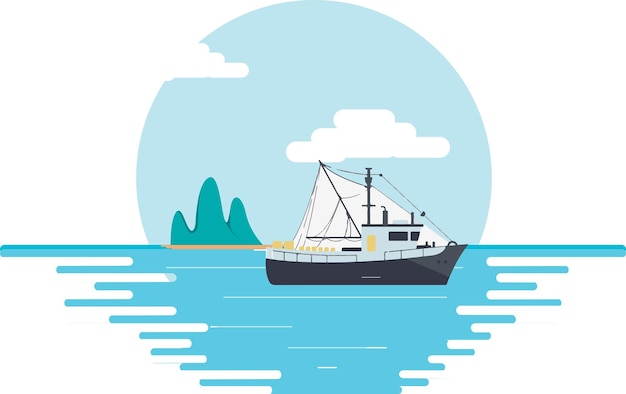 Ilustração vetorial de mar Design plano moderno