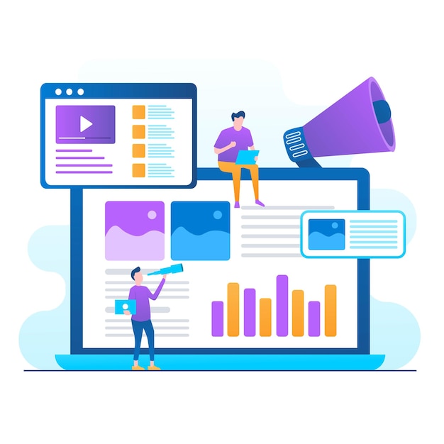 ilustração vetorial de marketing de conteúdo