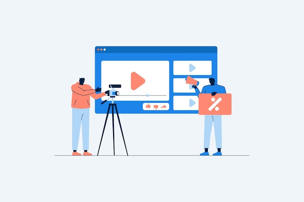 Ilustração vetorial de marketing de vídeo para negócios