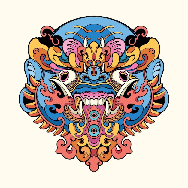 Ilustração vetorial de máscara tradicional de Bali
