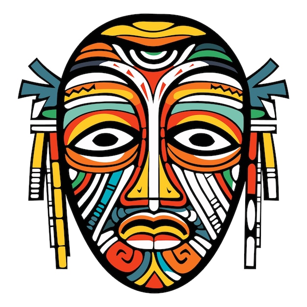 Ilustração vetorial de máscara tribal africana em máscaras tribais de fundo isolado para design de camiseta sti