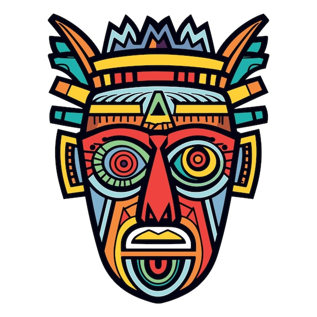 Ilustração vetorial de máscara tribal africana em máscaras tribais de fundo isolado para design de camiseta sti