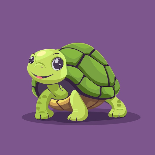 Ilustração vetorial de mascote animal de desenho animado de tartaruga bonita