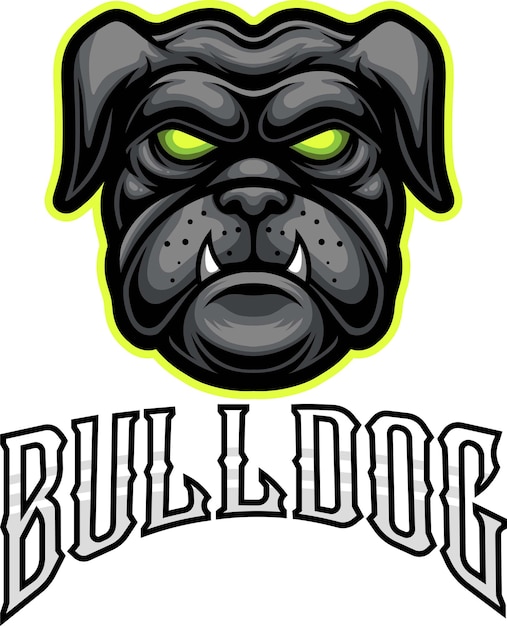 Ilustração vetorial de mascote de cabeça de buldogue para esport e logotipo esportivo