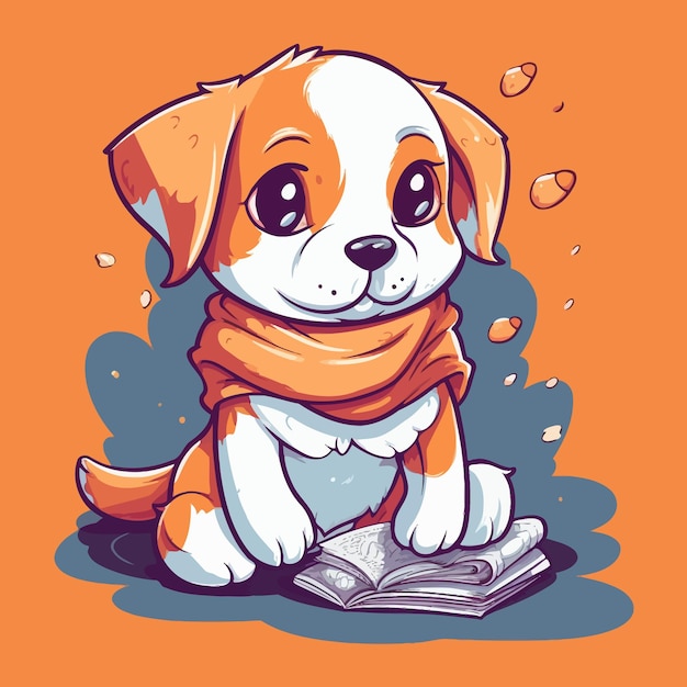 Vetor ilustração vetorial de mascote de cachorro engraçado dos desenhos animados conceito de personagem ícone animal isolado