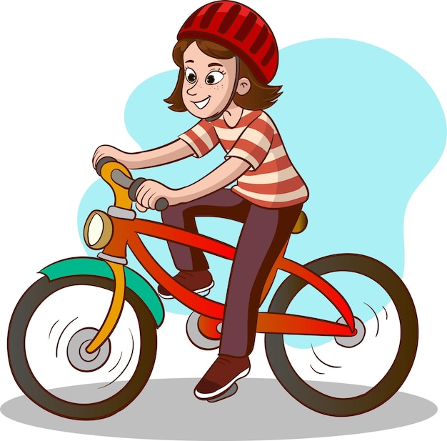 ilustração vetorial de menina andando de bicicleta