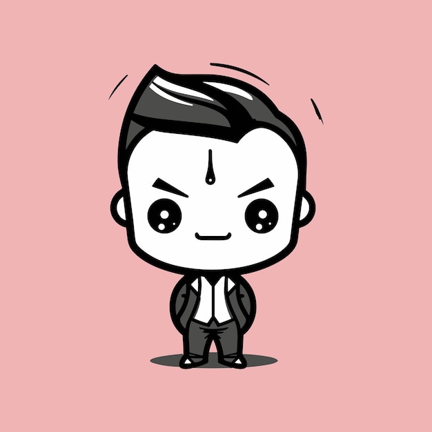 Ilustração vetorial de menino chibi preto