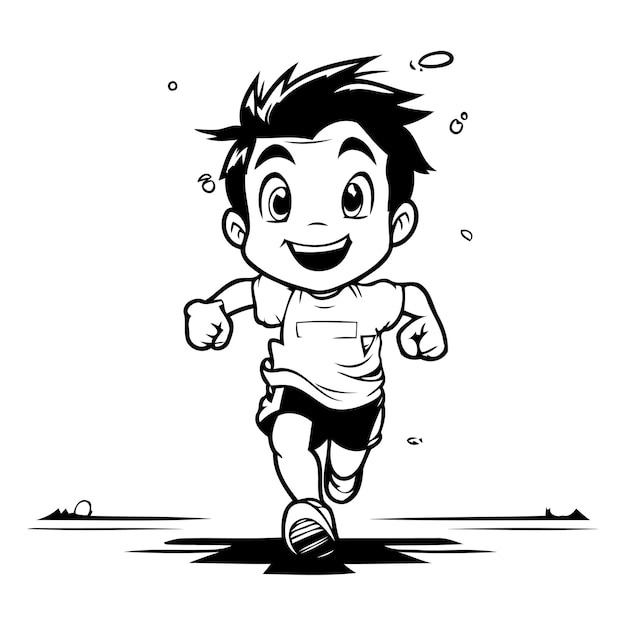 Vetor ilustração vetorial de menino correndo isolada em fundo branco cartoon running boy running boy