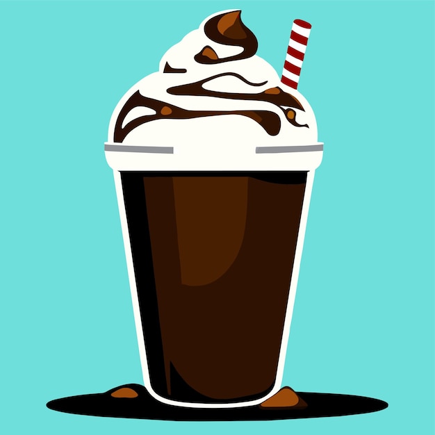 Vetor ilustração vetorial de milkshake de chocolate