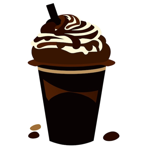 Vetor ilustração vetorial de milkshake de chocolate
