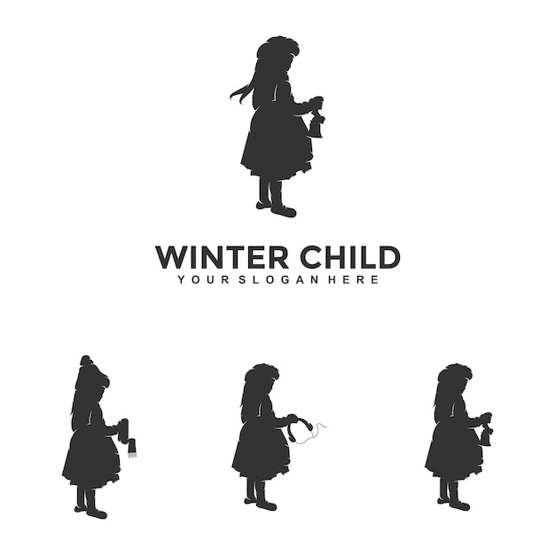 Ilustração vetorial de modelo de design de logotipo de inverno criança