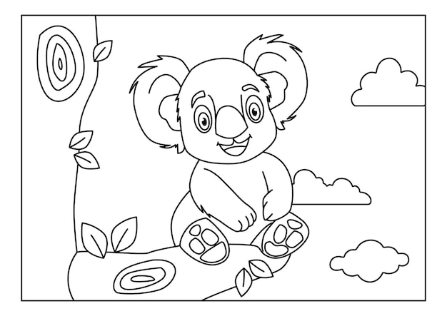 ilustração vetorial de modelo de livro de colorir koala