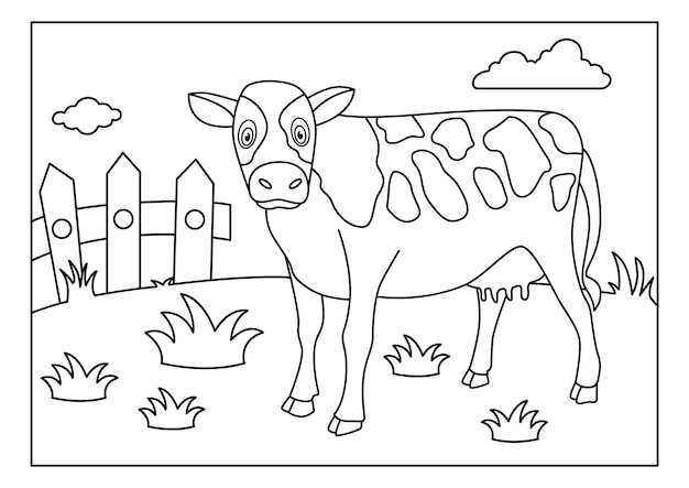 ilustração vetorial de modelo de livro de colorir vacas
