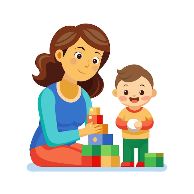 Ilustração vetorial de momentos diários emocionais especiais da mãe e do bebê