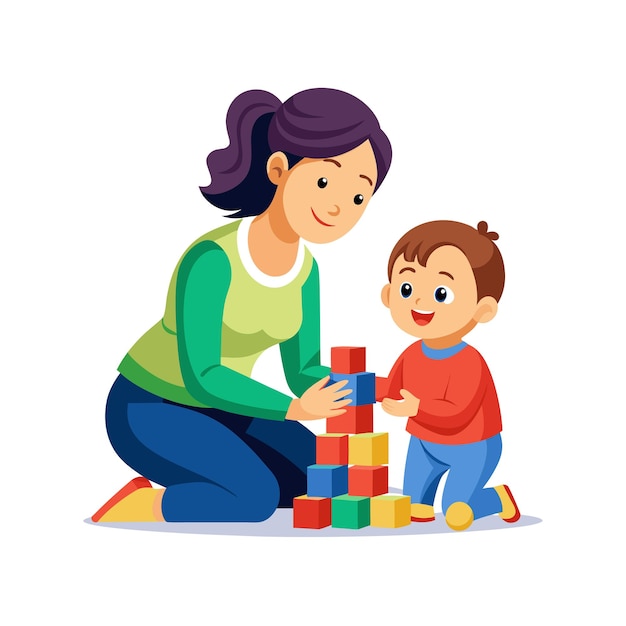 Ilustração vetorial de momentos diários emocionais especiais da mãe e do bebê