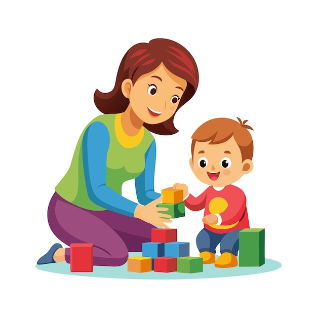 Ilustração vetorial de momentos diários emocionais especiais da mãe e do bebê
