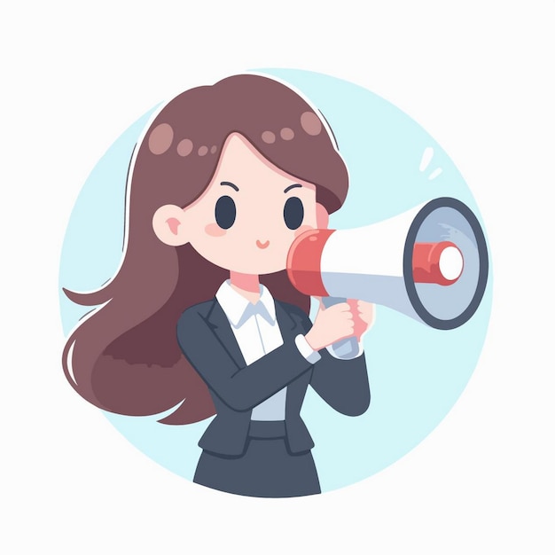 Ilustração vetorial de mulheres de negócios com um megafone em estilo de design plano