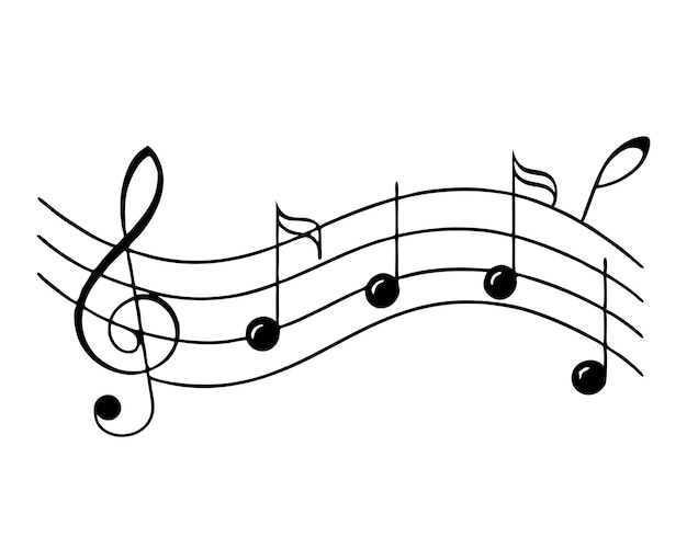 Ilustração vetorial de notas musicais contínuas