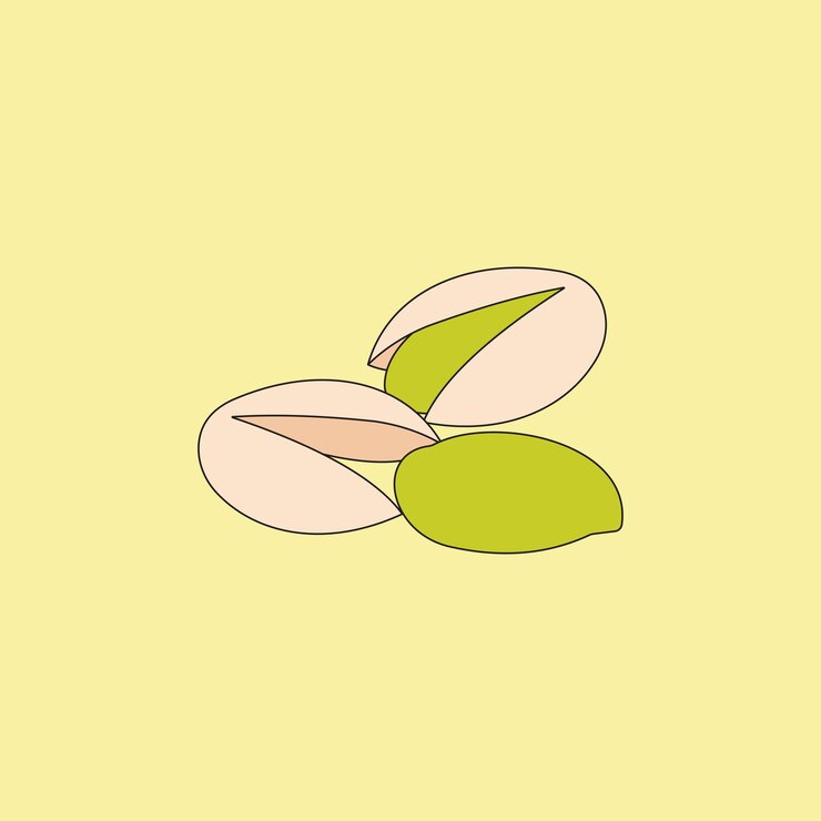Vetor ilustração vetorial de nozes de pistache em fundo amarelo