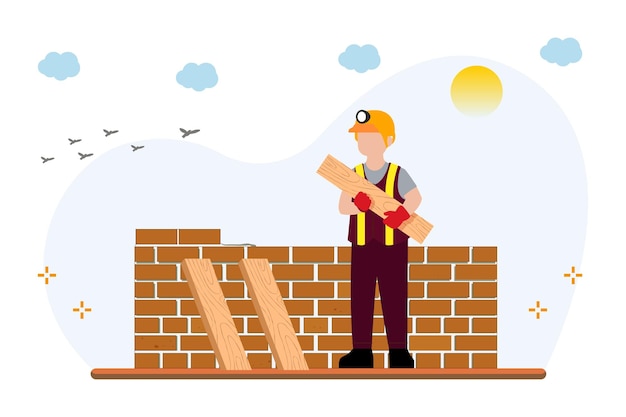 Ilustração vetorial de obras de construção em curso