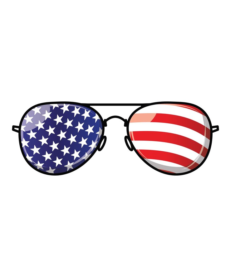 Ilustração vetorial de óculos de sol de bandeira americana