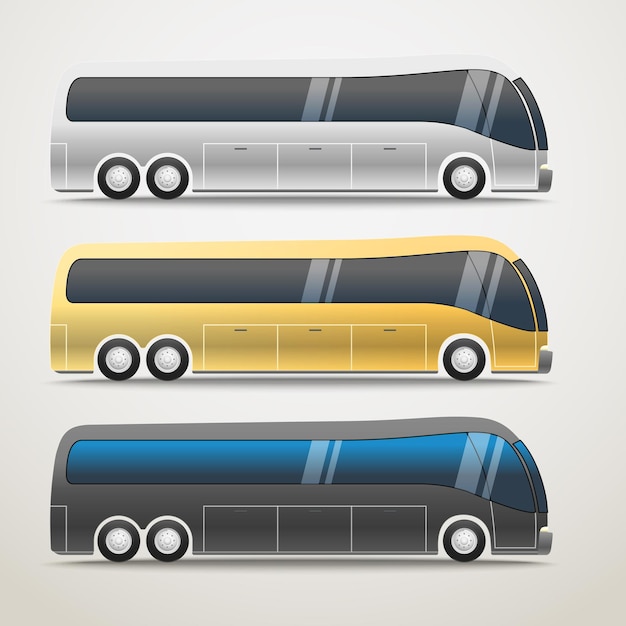 Ilustração vetorial de ônibus urbano de cores diferentes