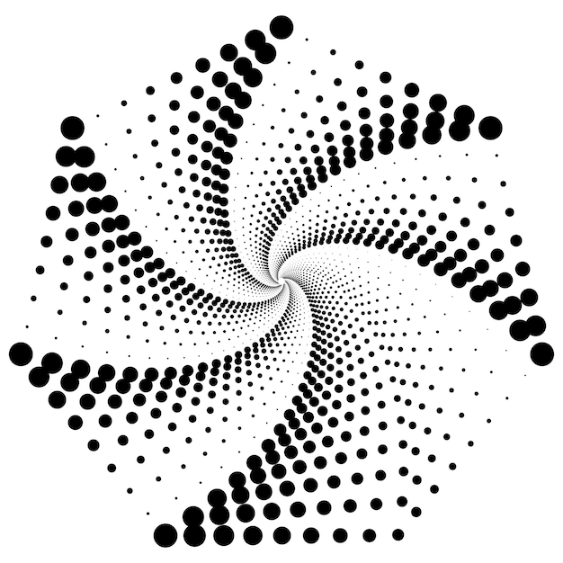 Vetor ilustração vetorial de padrão de círculo espiral pontilhado isolado em fundo branco