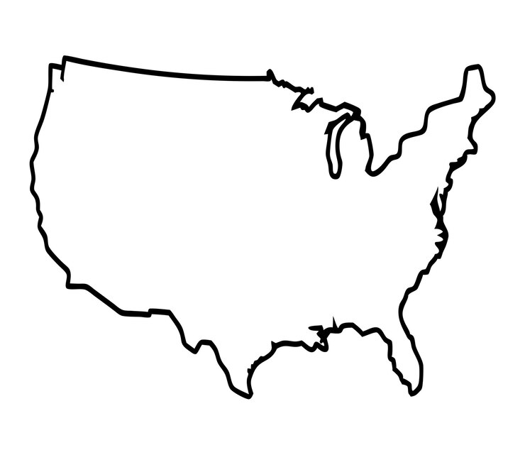 Vetor ilustração vetorial de página de livro de colorir mapa dos eua para desenho à mão vector de arte de linha do mapa dos eua