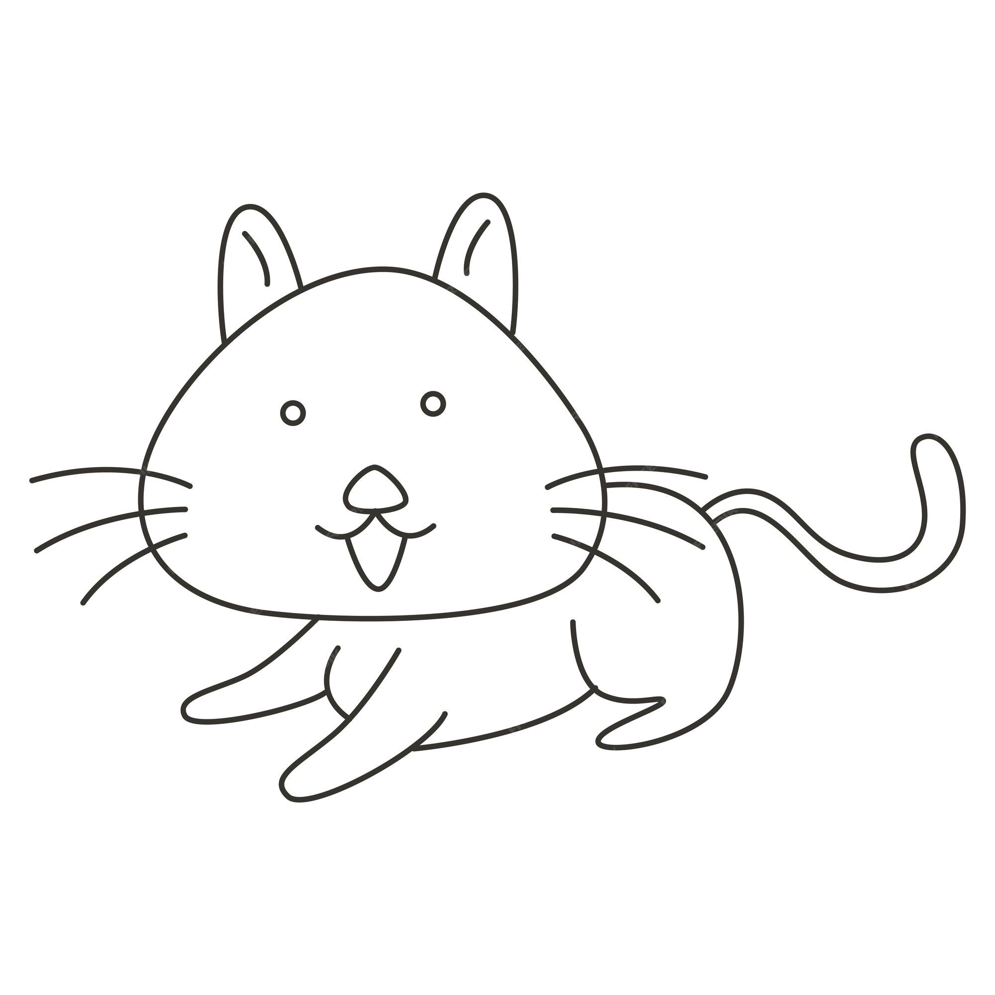 desenho de gato para colorir imprimir gatinho gato fofo sorrindo.