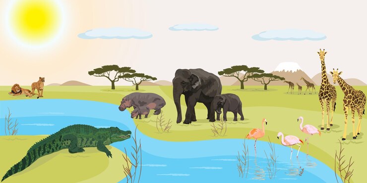 Vetor ilustração vetorial de paisagem africana