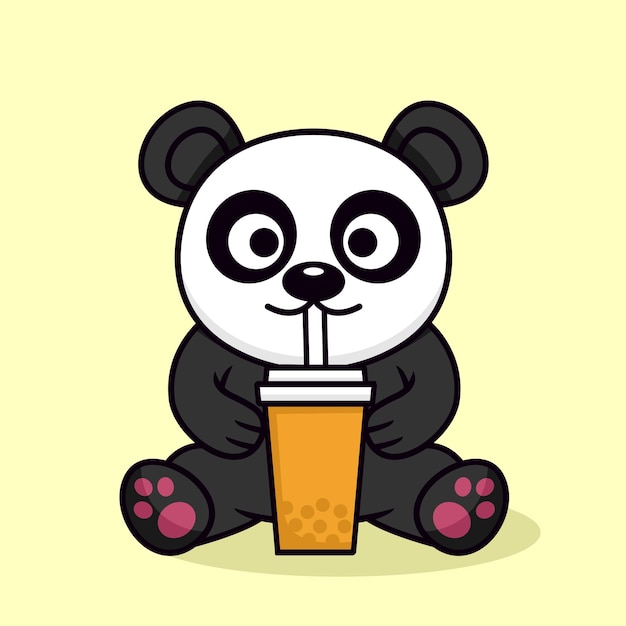 Ilustração vetorial de panda fofo e animal chibi