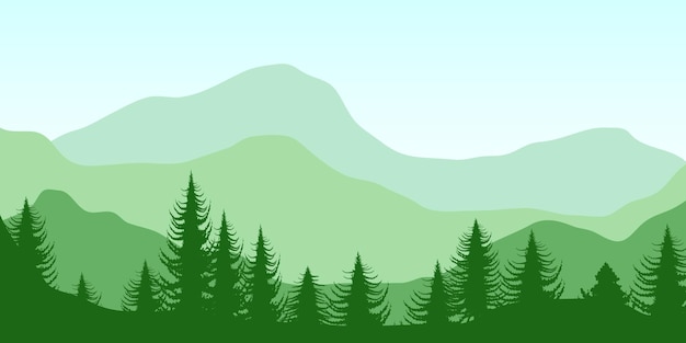 Ilustração vetorial de panorama de montanha Paisagem serena