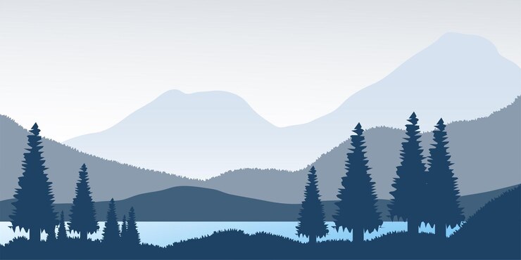 Vetor ilustração vetorial de panorama de montanha paisagem serena