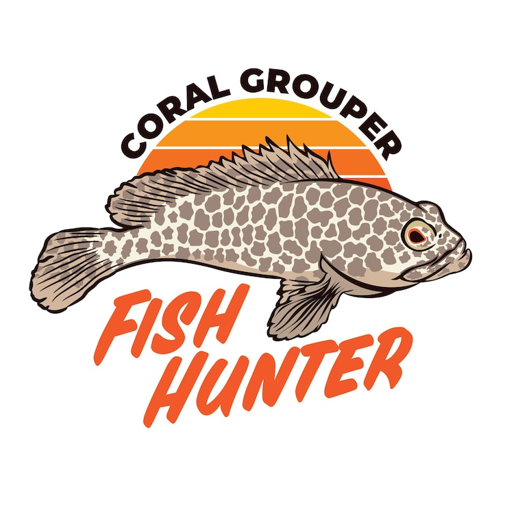Vetor ilustração vetorial de peixe coral grouper perfeita para o logotipo do clube de pesca