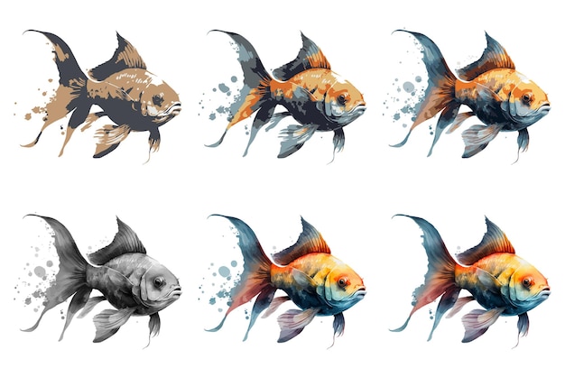 ilustração vetorial de peixe em aquarela